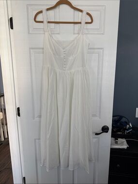 White Sleeveless Midi Dress with Lace Straps brand new w/ tags size large